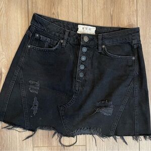 Free People Black Denim Skirt